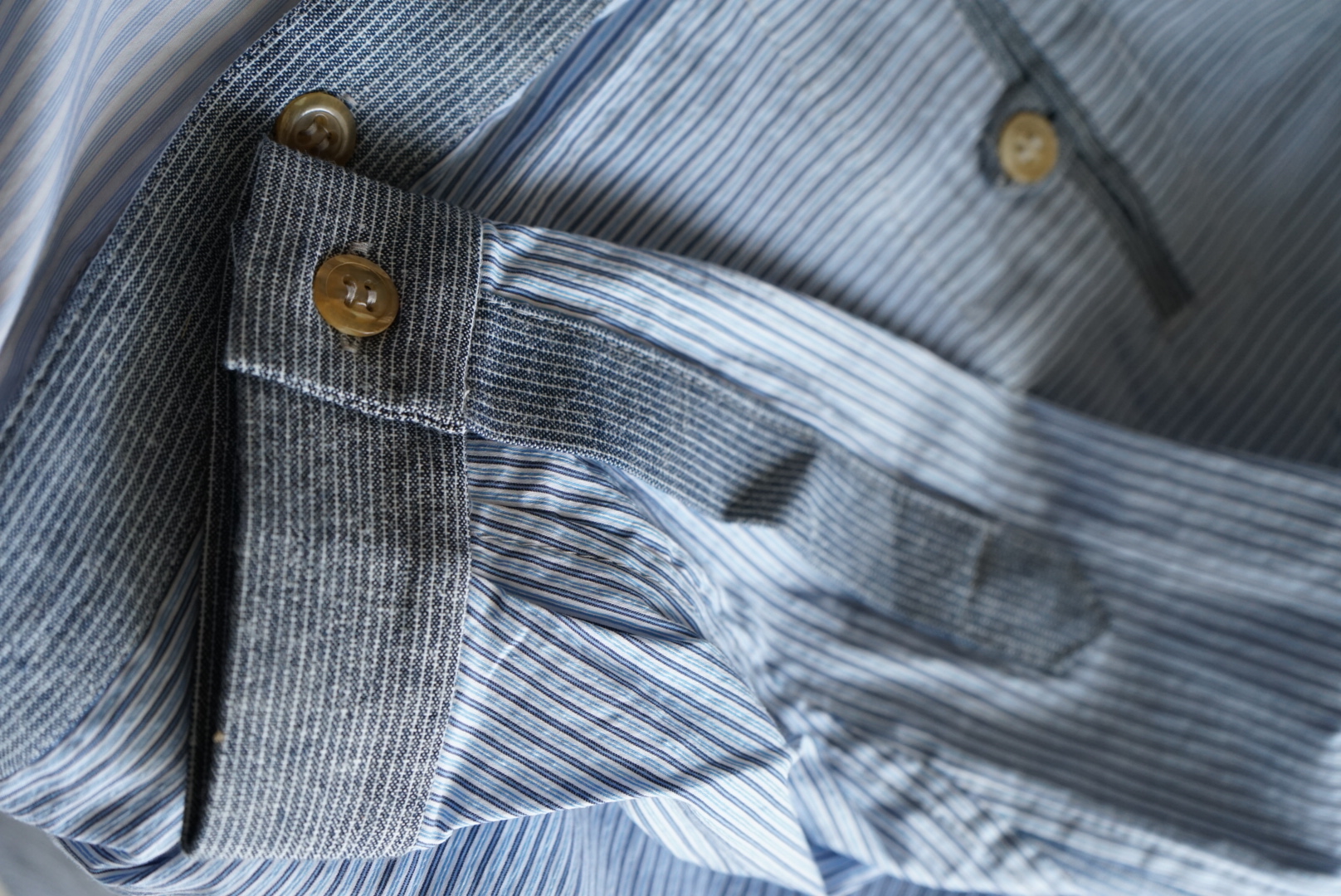 VINTAGE FABRIC EDITION BLUE STRIPE SHIRT