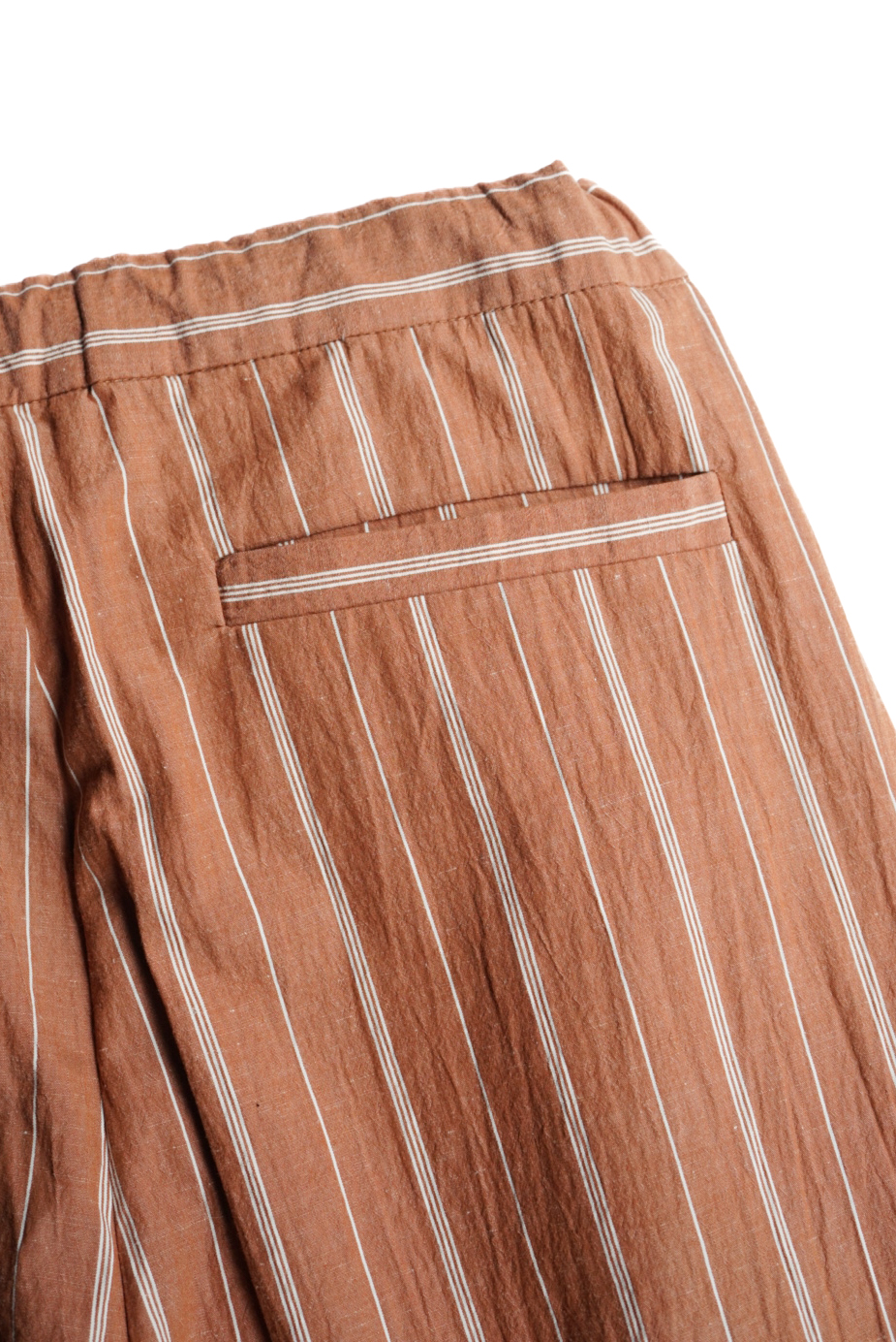 WASHED STRIPED 2TUCK DRAWSTRING TROUSER