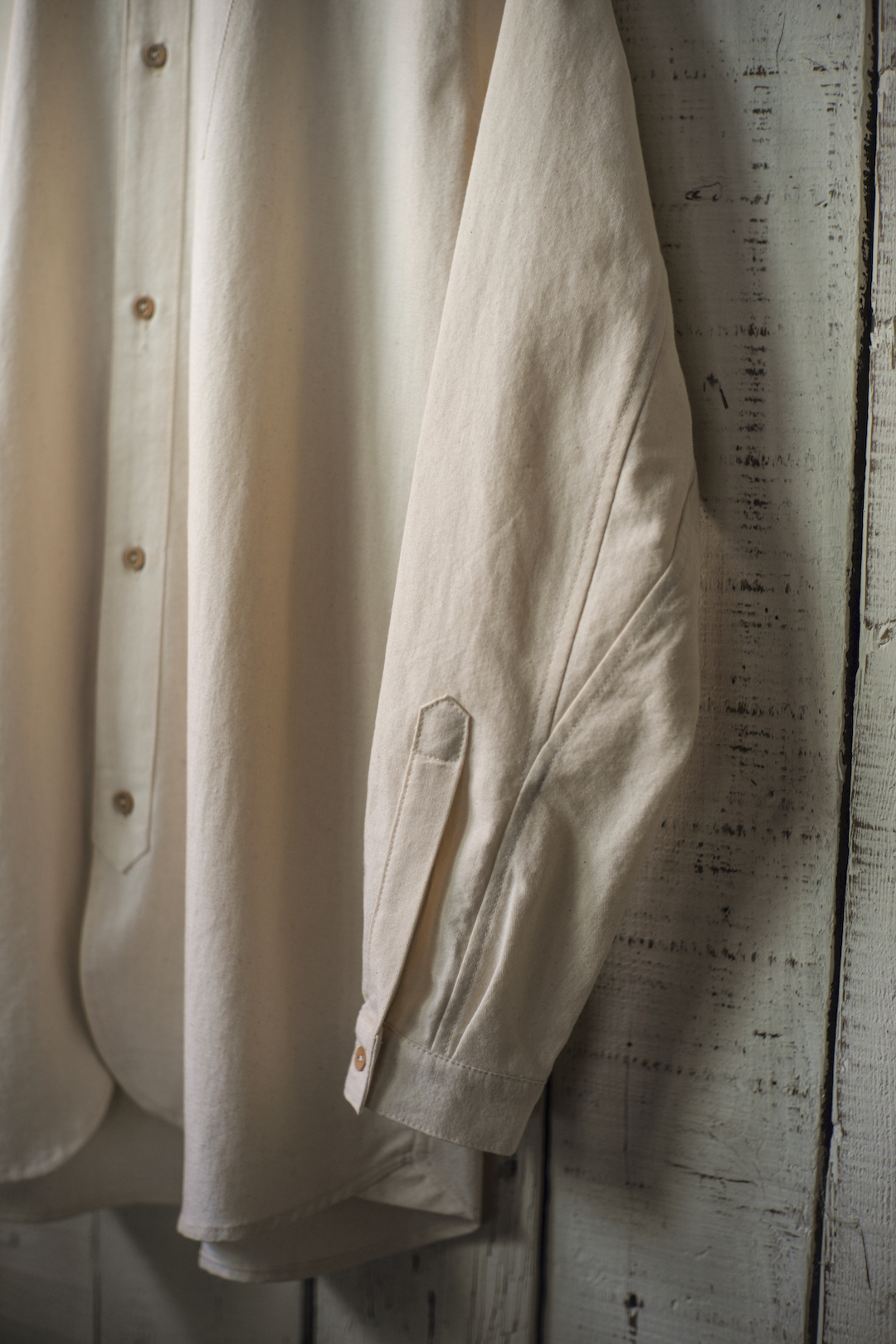 60's Vintage Bedsheet Old Style / Stand Collar Shirts