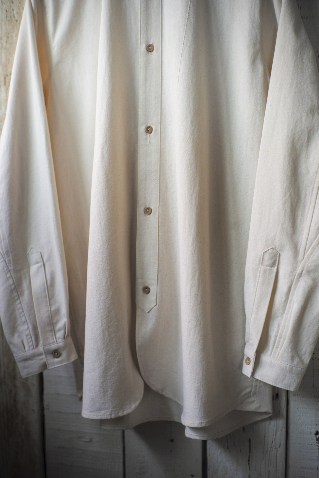 60's Vintage Bedsheet Old Style / Stand Collar Shirts