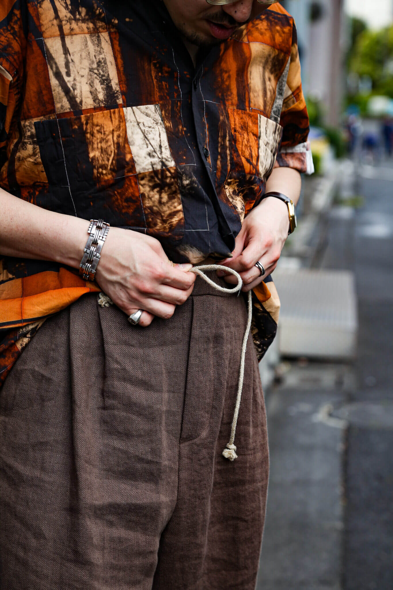 WASHED OLD LINEN 2TUCK DRAWSTRING TROUSERS