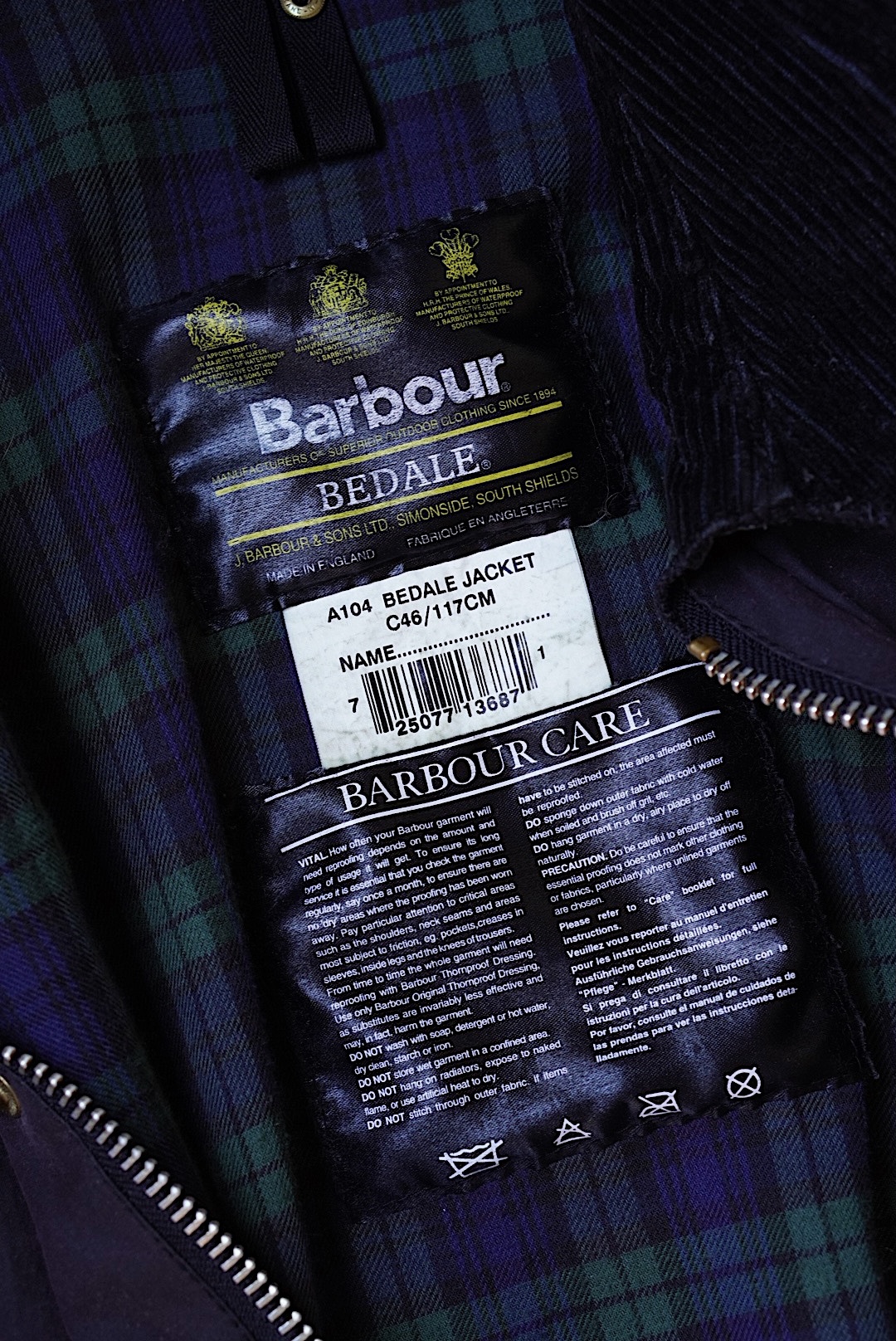 Barbour Bedale Black 46 (3Crown Rare Color)