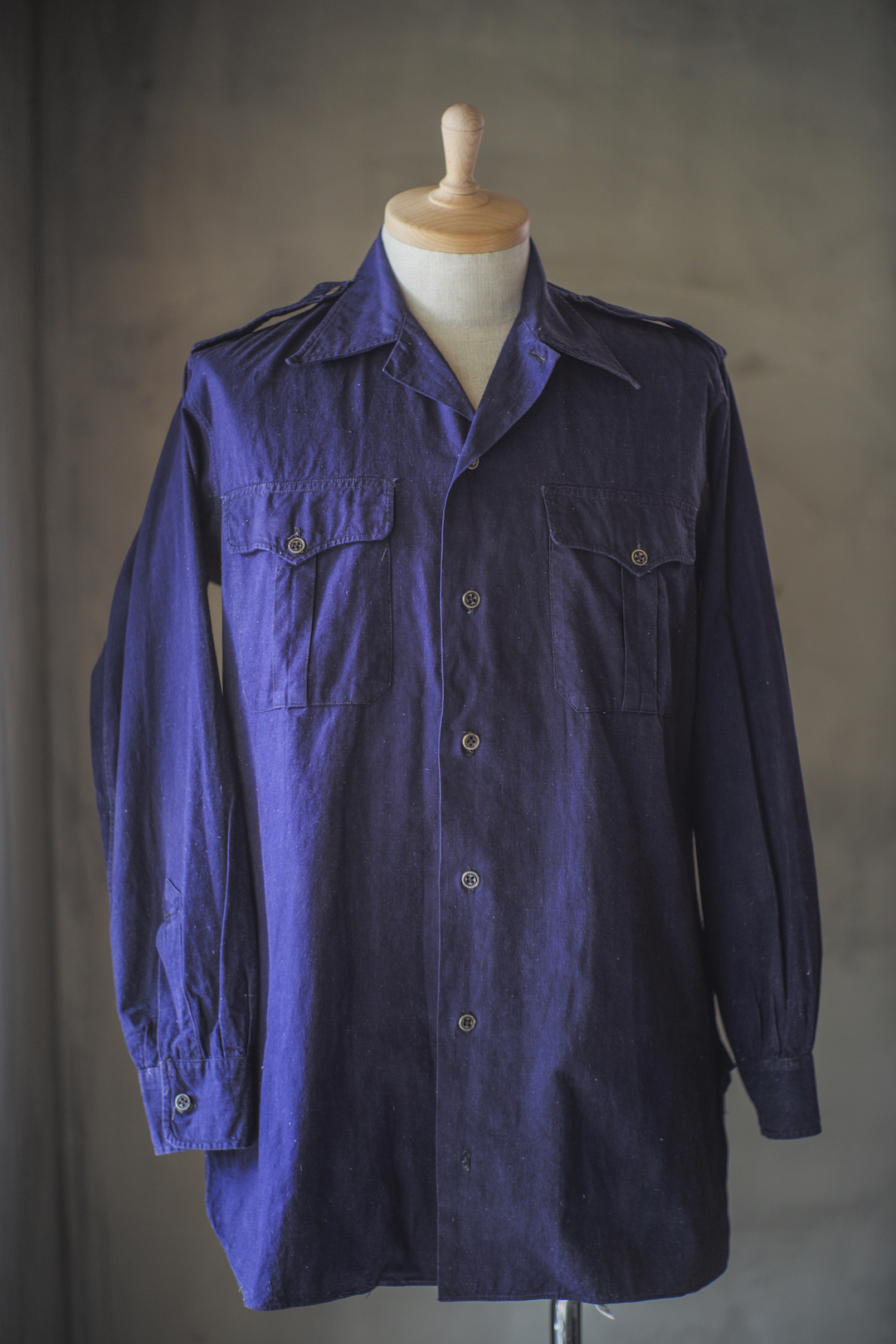 1940'S FRENCH ARMY PILOT BLUE SHIRT