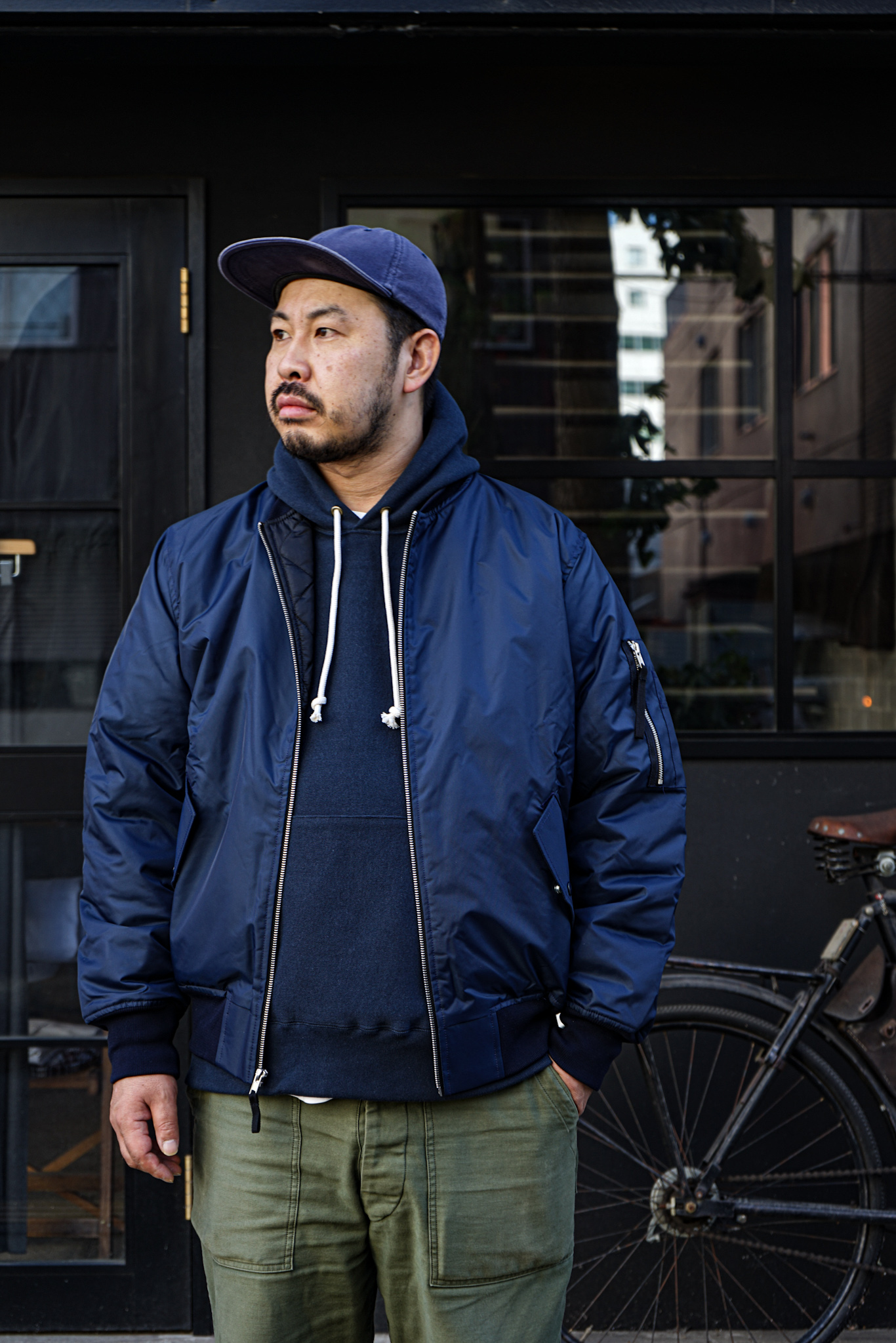 GAME SPORTS WEAR / MA-1 NYLON FLIGHT BOMBER JACKET NAVY