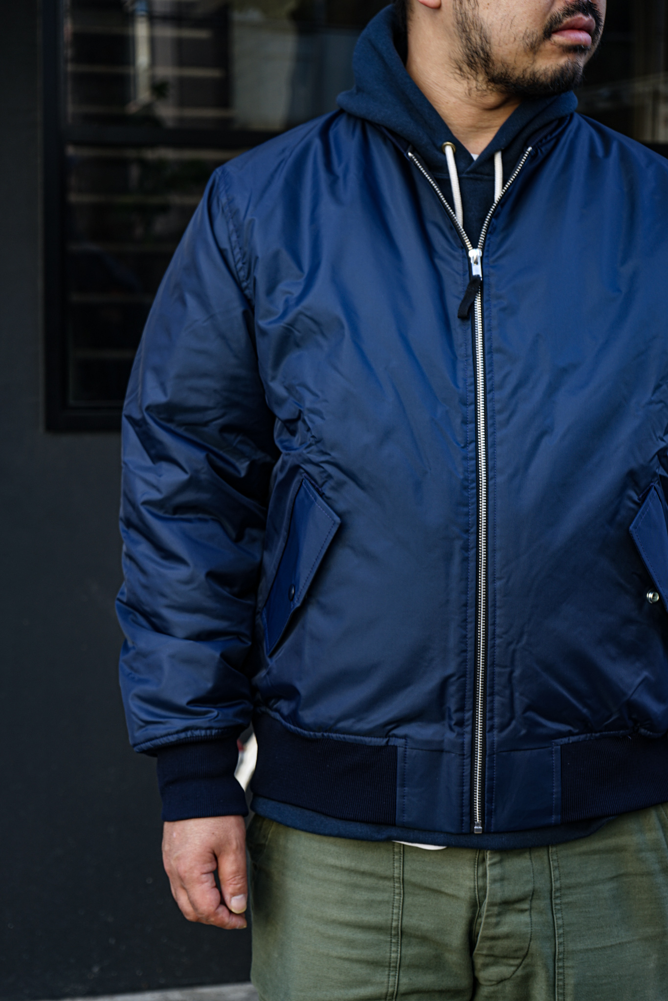 GAME SPORTS WEAR / MA-1 NYLON FLIGHT BOMBER JACKET NAVY