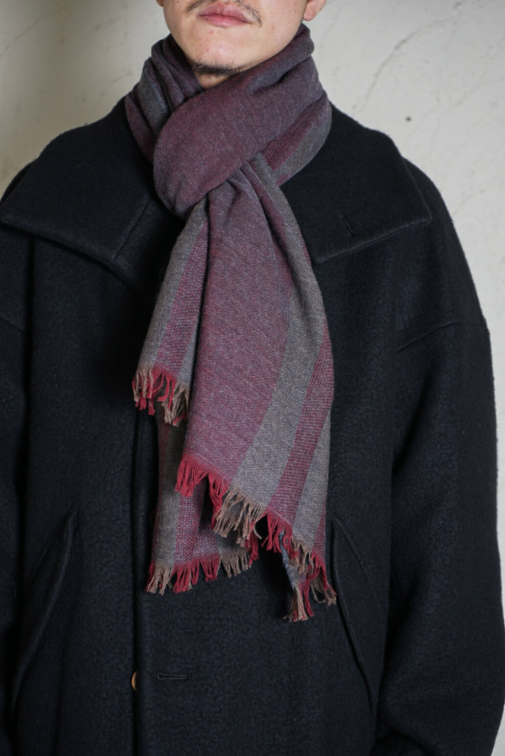 JANUS SCARF（BURGUNDY × GREY）