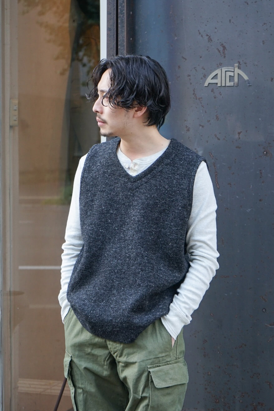 FRENCH VEST WOOL/LINEN（BLACK）