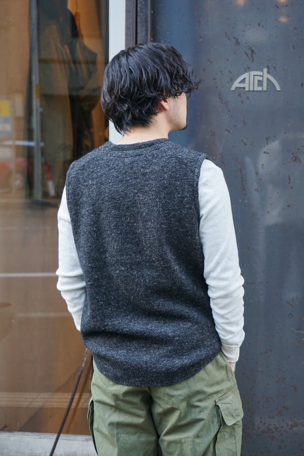 FRENCH VEST WOOL/LINEN（BLACK）