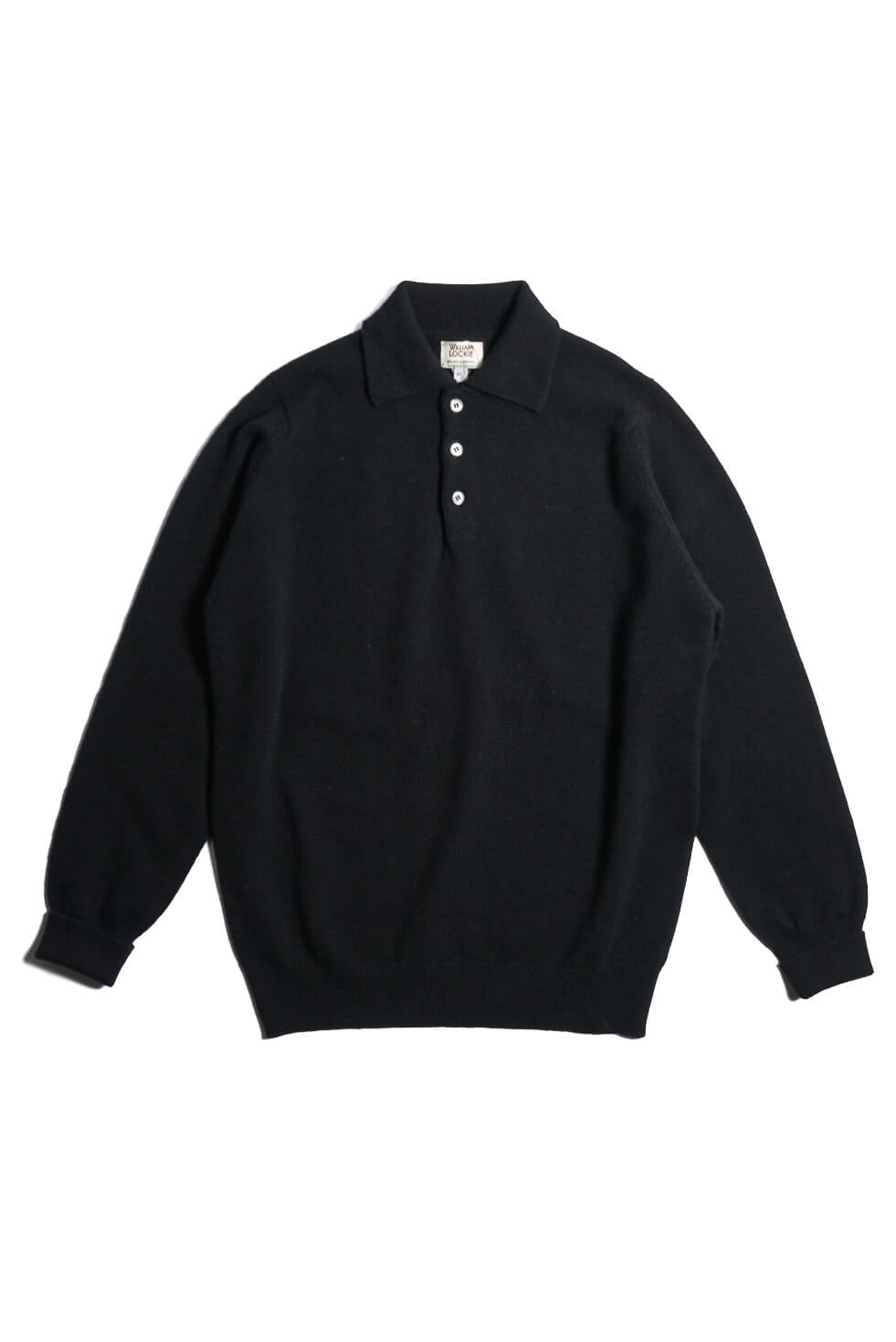 WILLIAM LOCKIE Lambs Wool Polo Collar（BLACK）