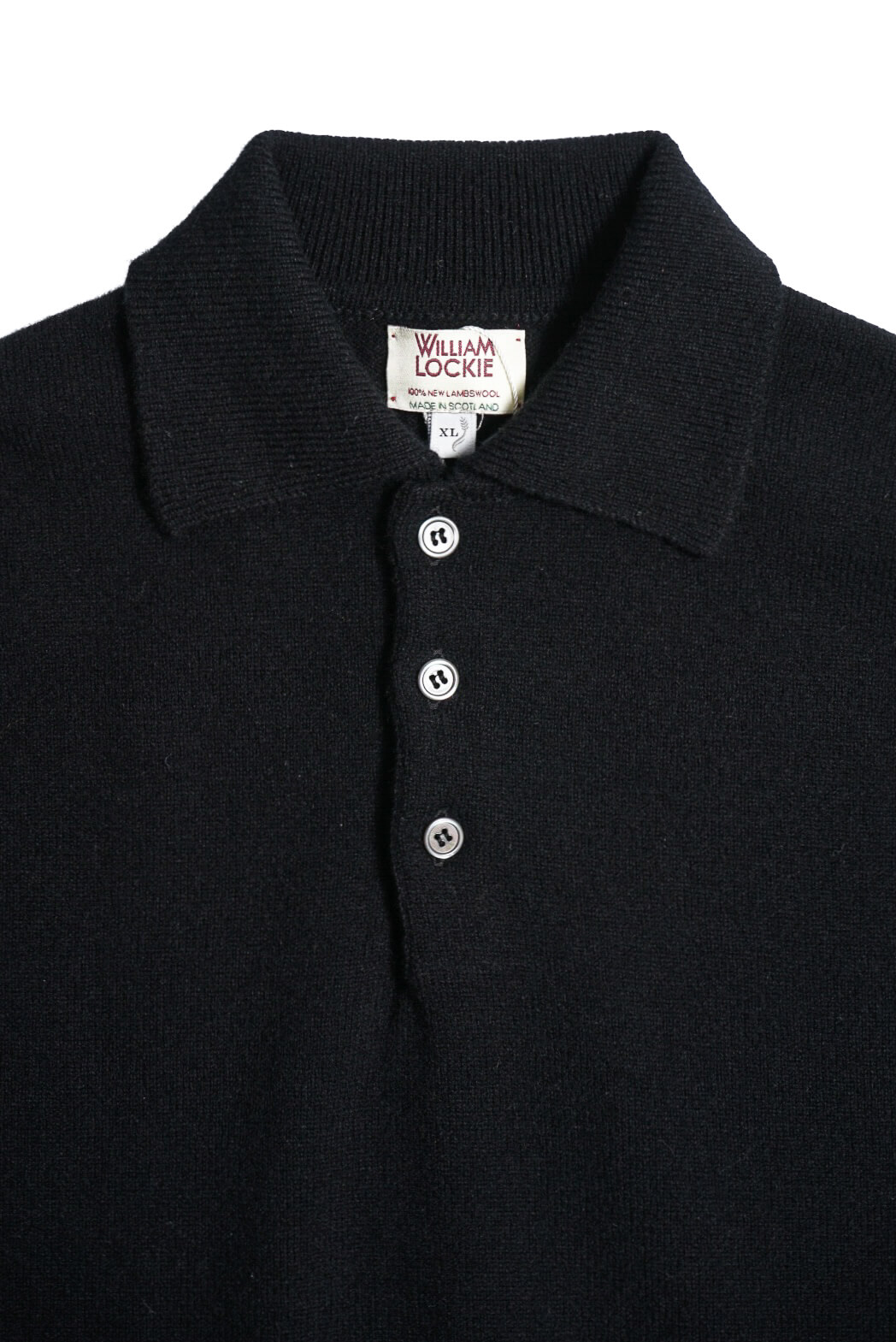 WILLIAM LOCKIE Lambs Wool Polo Collar（BLACK）