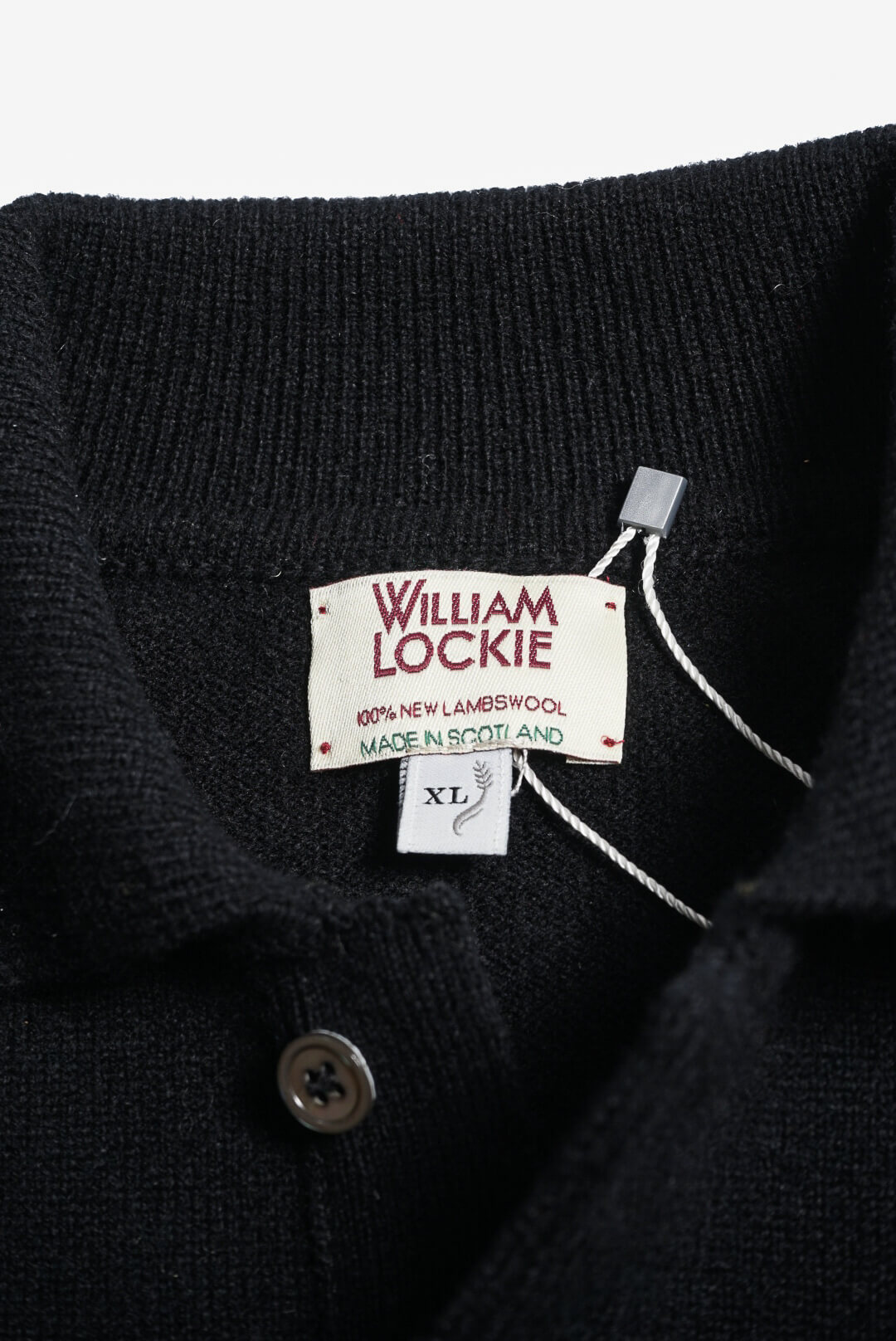 WILLIAM LOCKIE Lambs Wool Polo Collar（BLACK）