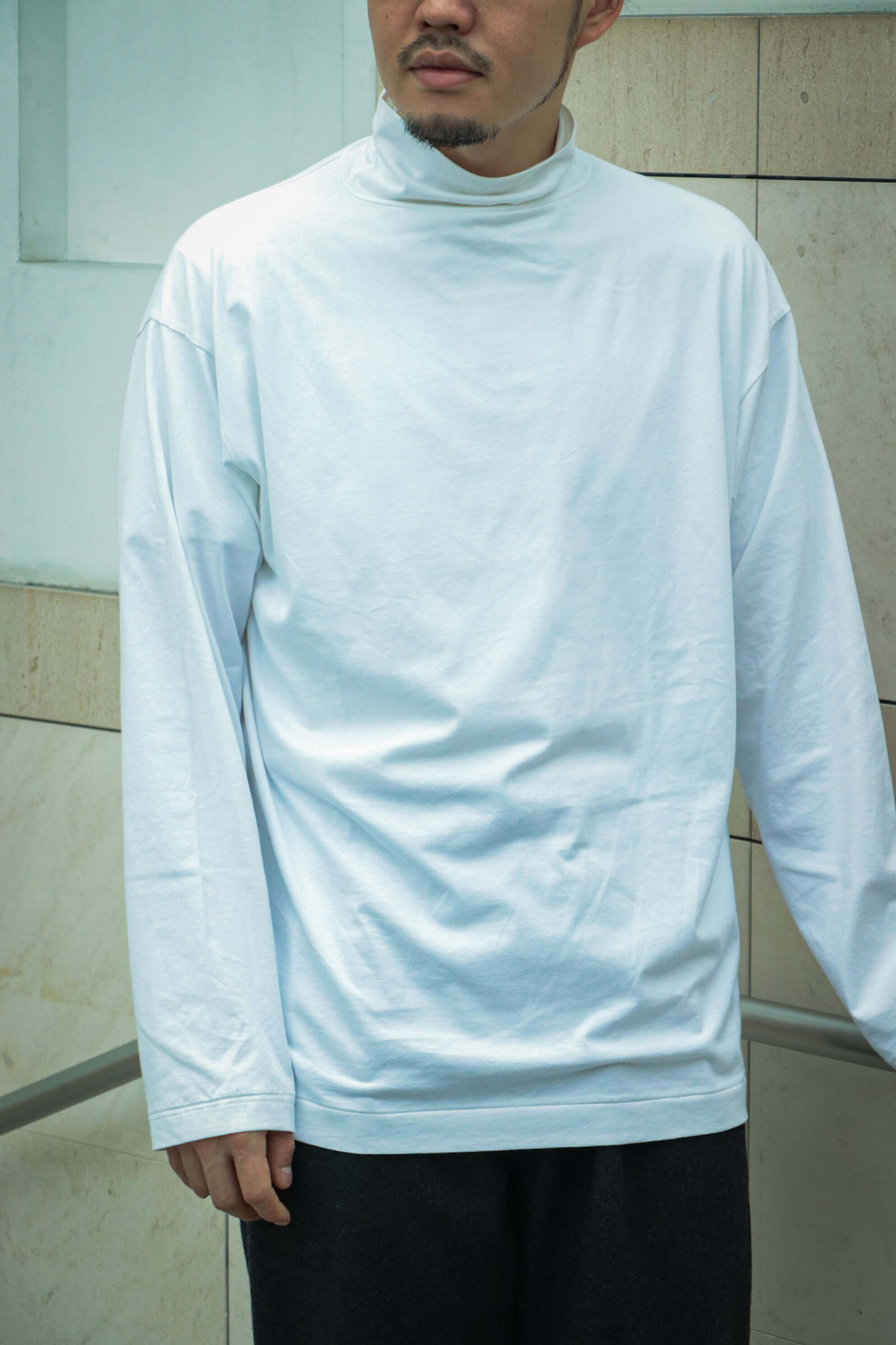 Suvin Suede Tenjiku High Neck L/S Tee（WHITE）