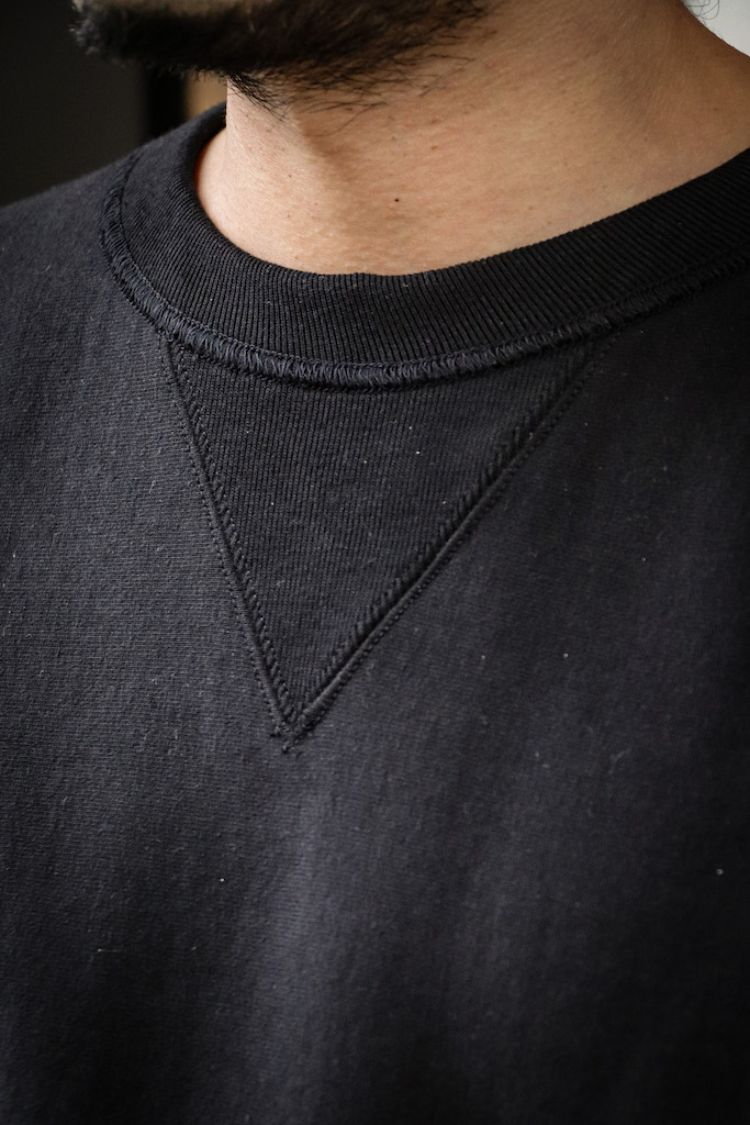 Loop Wheeled V Sweater Reverse Weave Black
