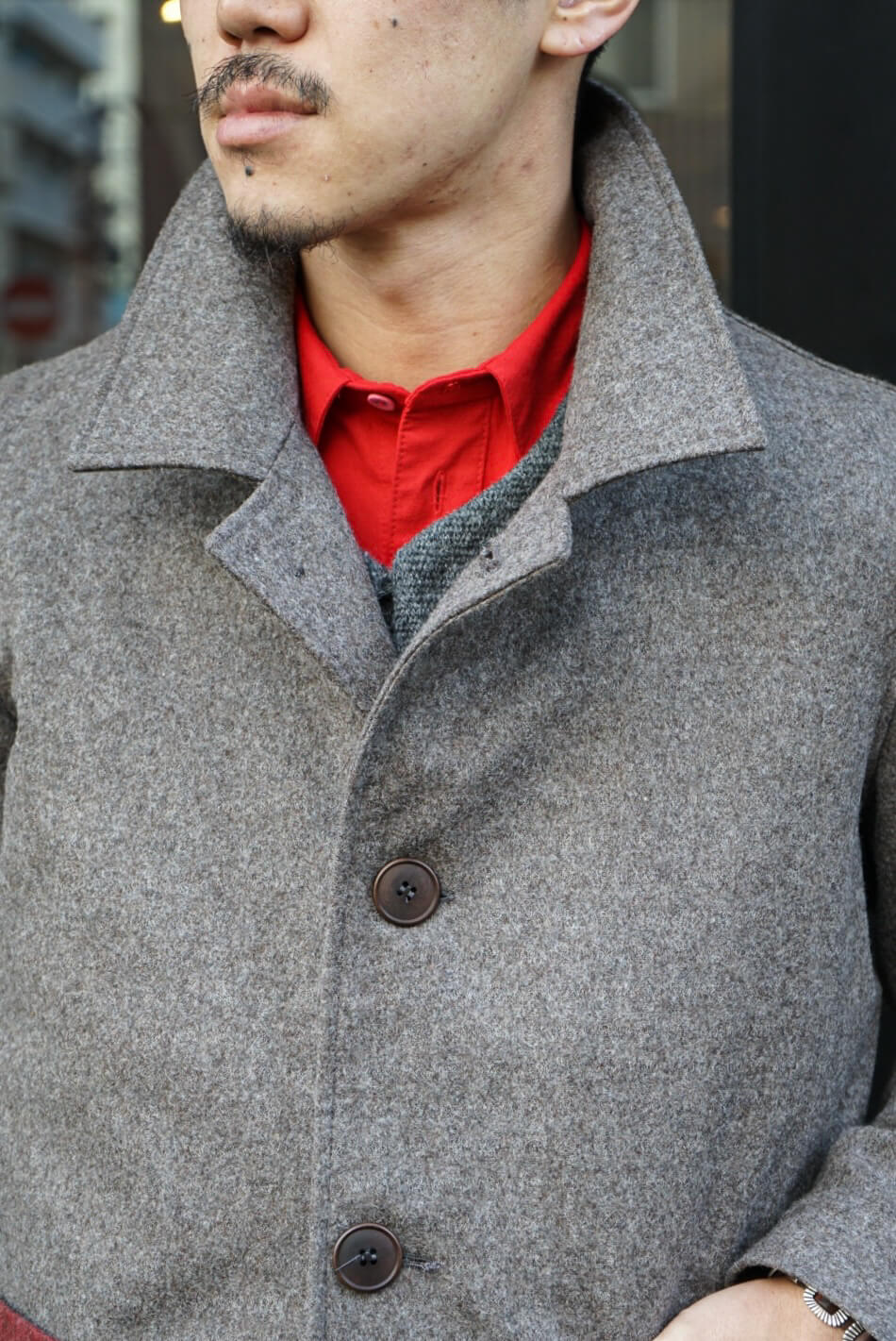 GREY WOOL EDGE DETAIL JACKET