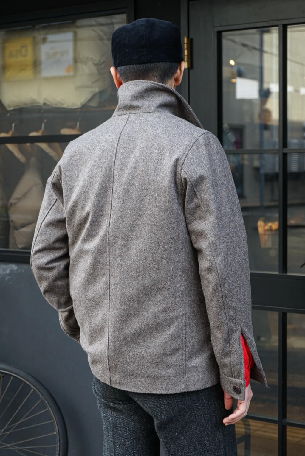 GREY WOOL EDGE DETAIL JACKET