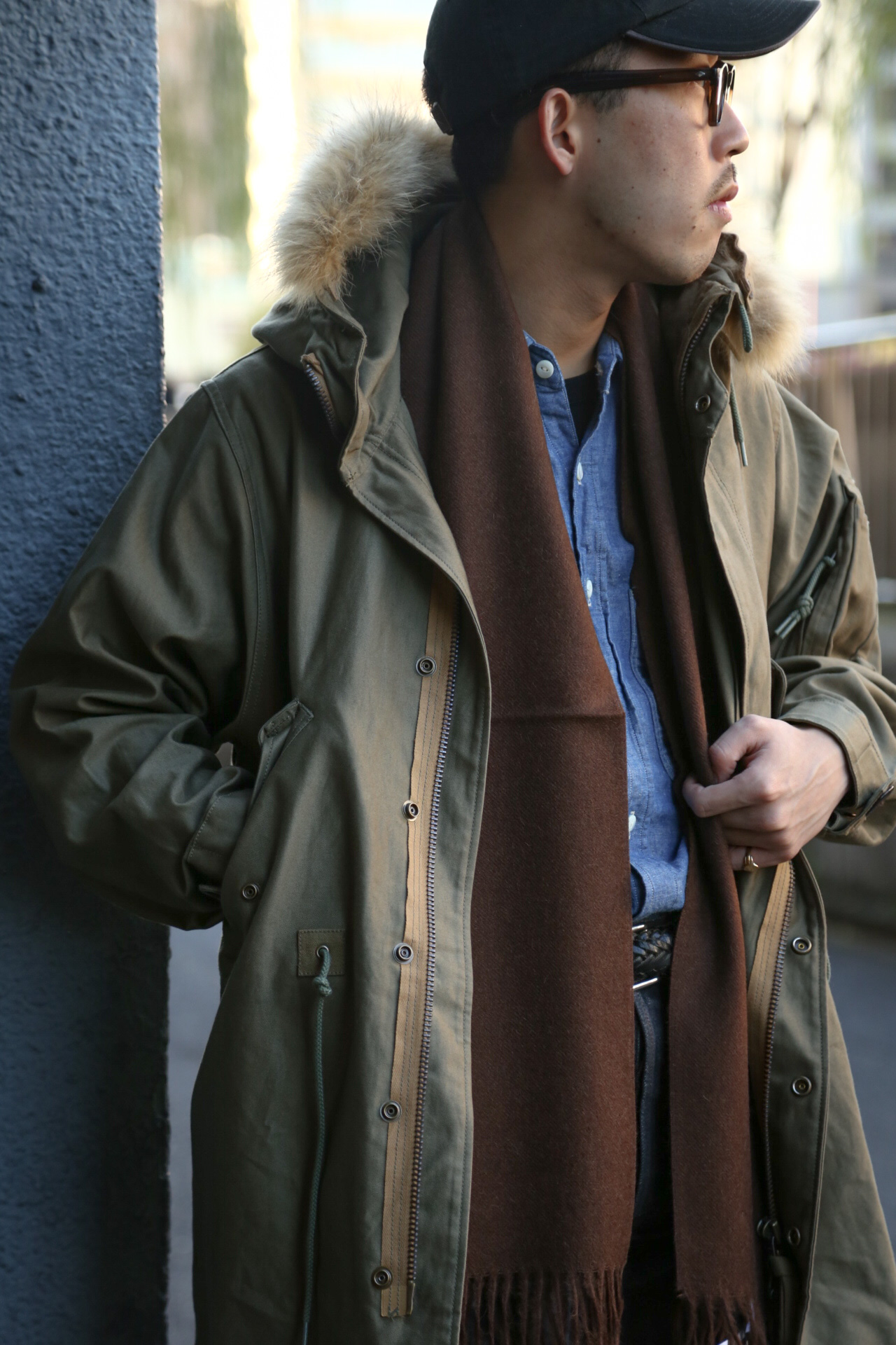 Brushed Scarf（Burgundy / Camel / Ecru / Brown）