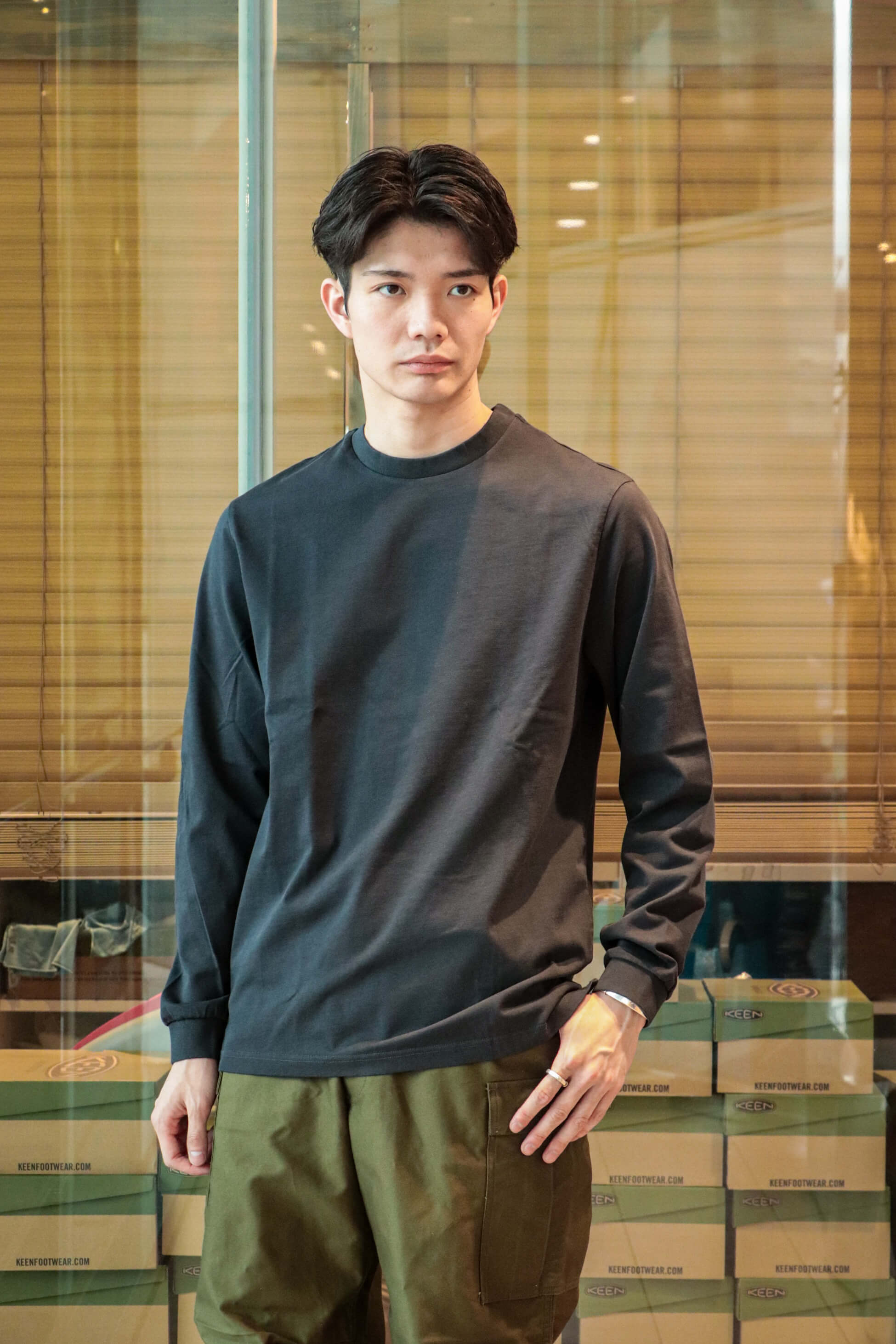 Unfeigned / BASIC LONG SLEEVE T-SHIRT（GREY MELANGE）