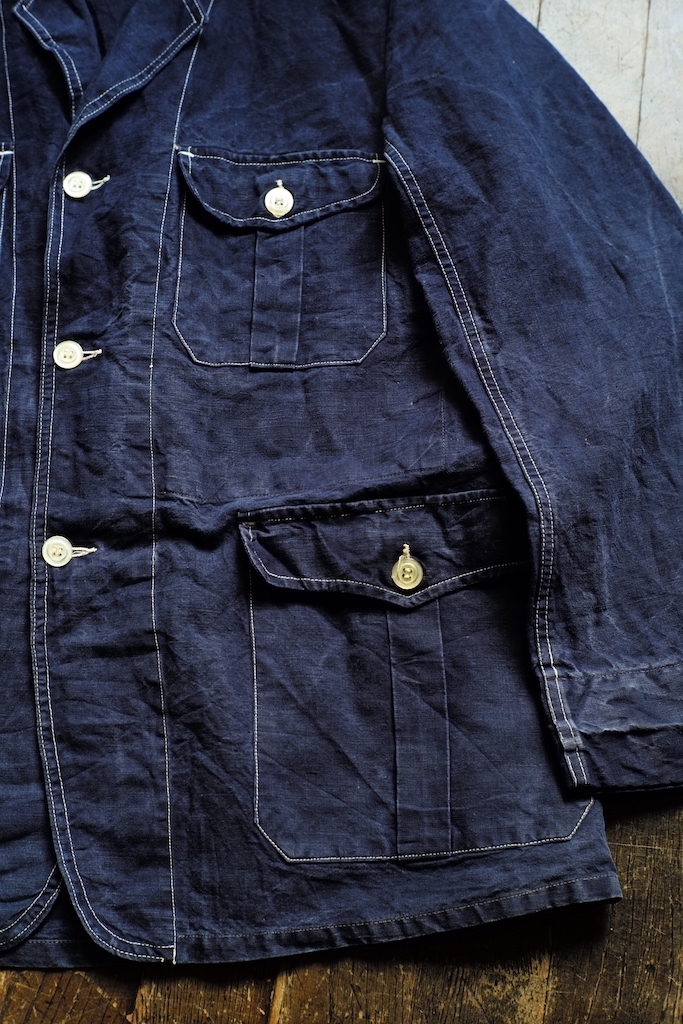 1950's French Indigo Linen Jacket