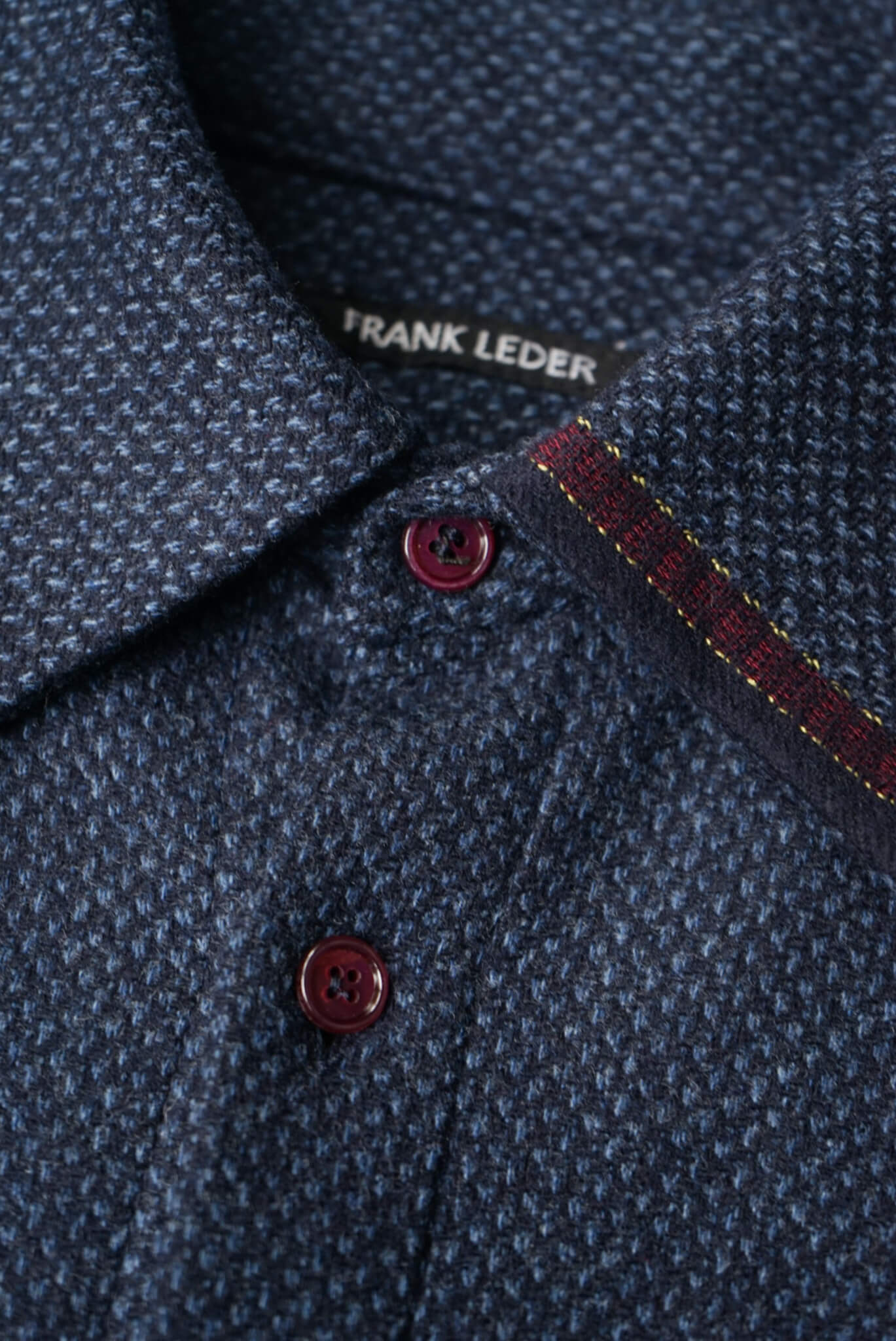 EDGE DETAIL PLAIN SHIRT WOOL（BLUE/BROWN）