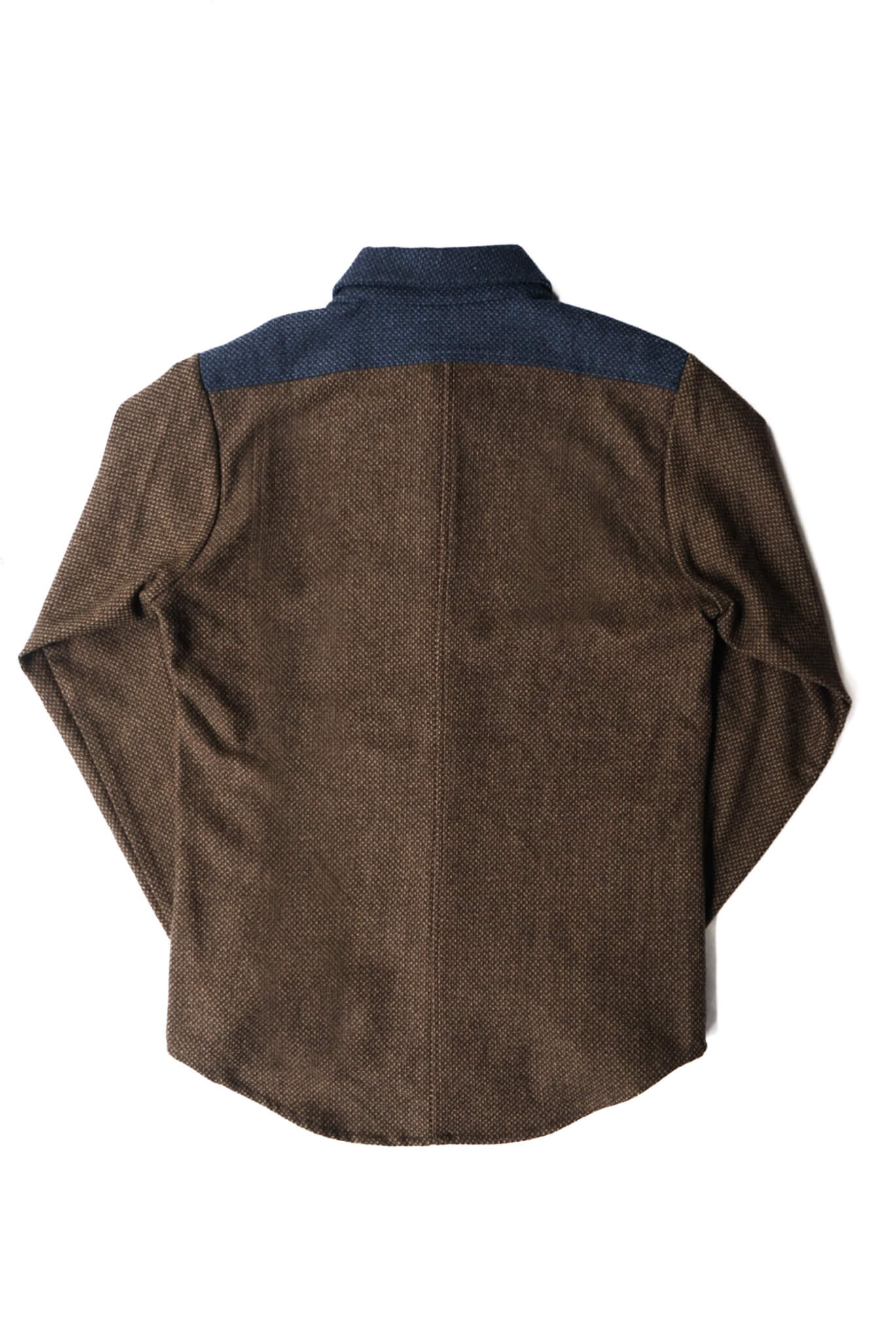 EDGE DETAIL PLAIN SHIRT WOOL（BLUE/BROWN）