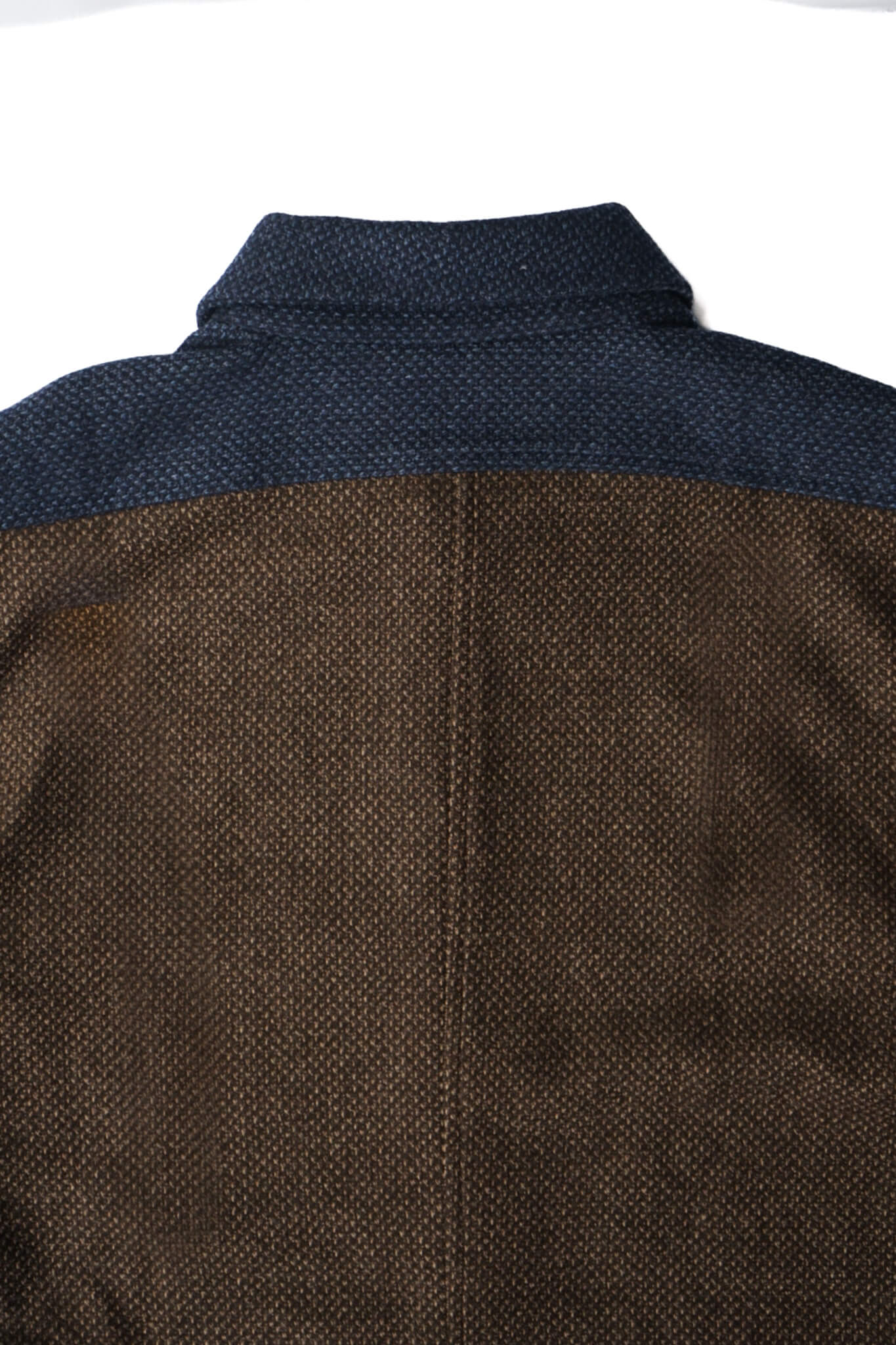 EDGE DETAIL PLAIN SHIRT WOOL（BLUE/BROWN）