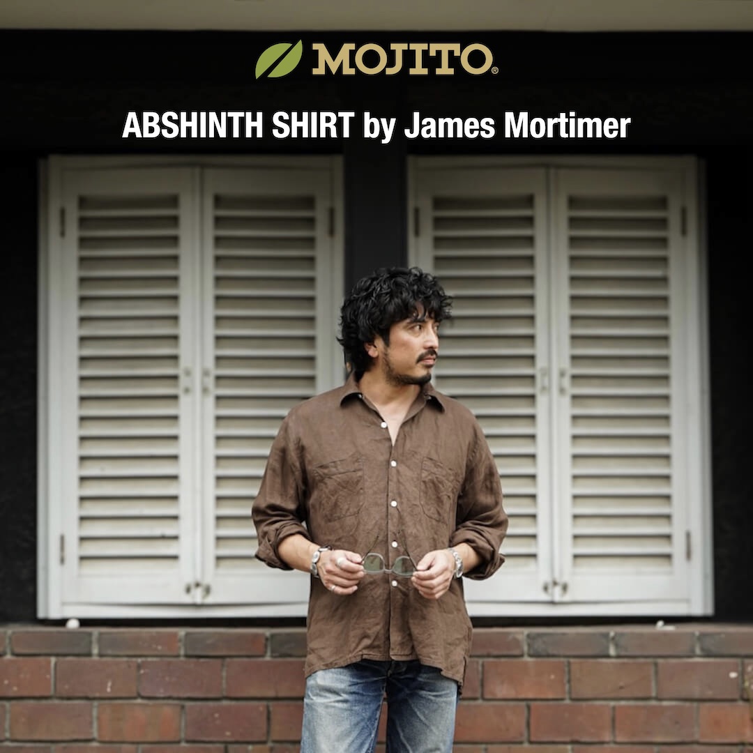 山口)James Mortimer　ジェームスモルティマー アイリッシュリネン シャツ ホワイト　42(XL相当) メンズ James Mortimer [ジェームスモルティマー] Open Collared Shirt [Ecru